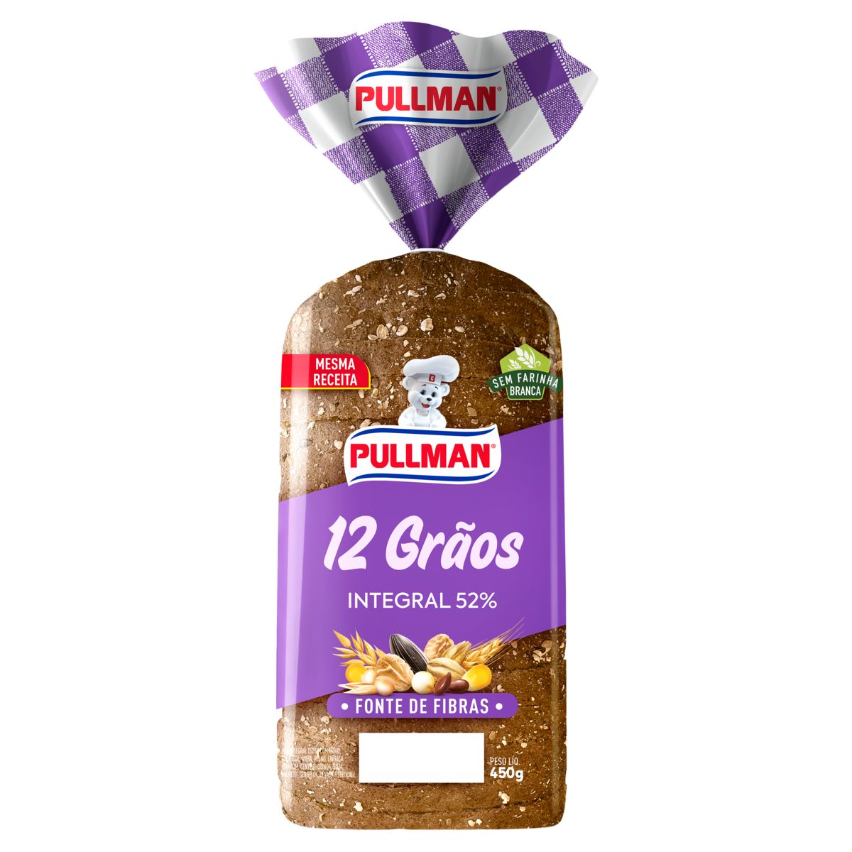 Pão Pullman 12 Grãos 52% Integral Pacote 450g