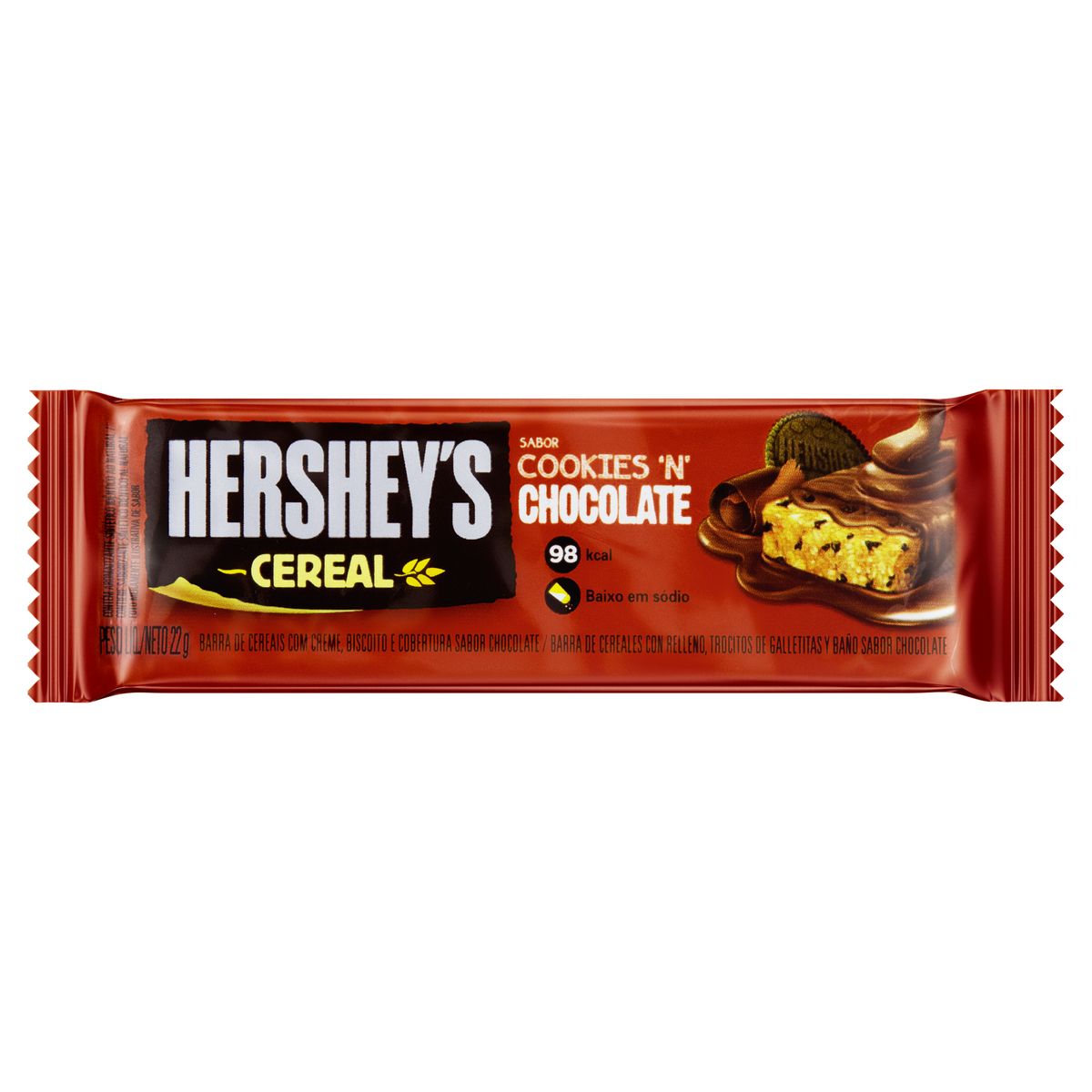 Barra de Cereal Cookies 'n' Chocolate Cobertura Chocolate Hershey's Pacote 22g