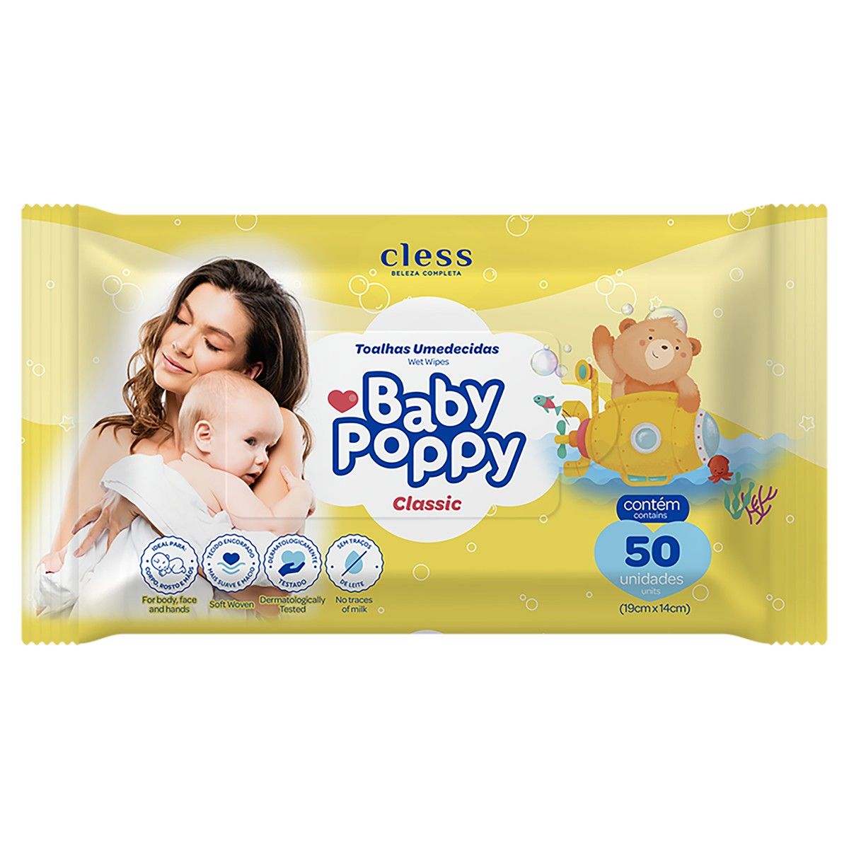 Toalha Umedecida Classic Baby Poppy 50 Unidades