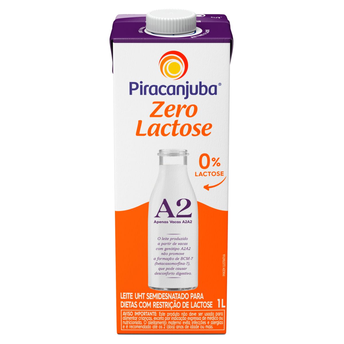 Leite Piracanjuba UHT A2A2 Semidesnatado Zero Lactose 1l
