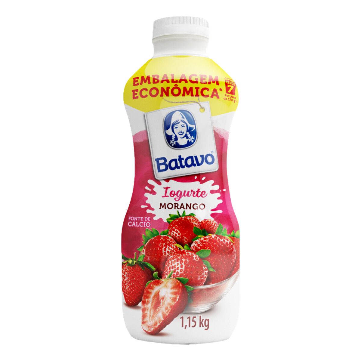Iogurte Batavo Parcialmente Desnatado Morango 1,15kg Embalagem Econômica