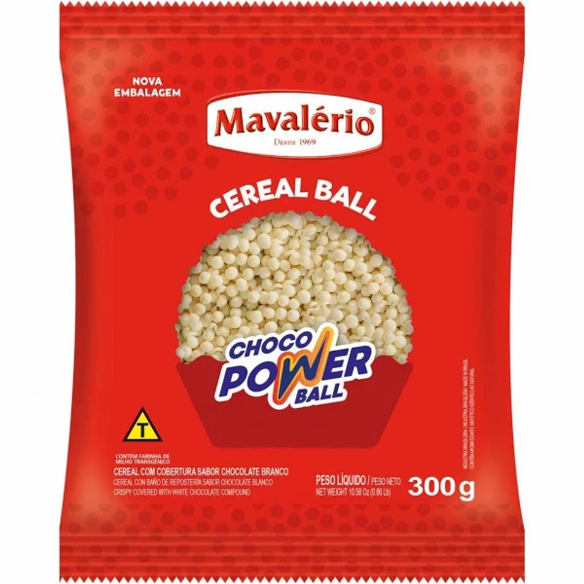 Cereal Choco Power Ball Mavalério Micro Branco 300g