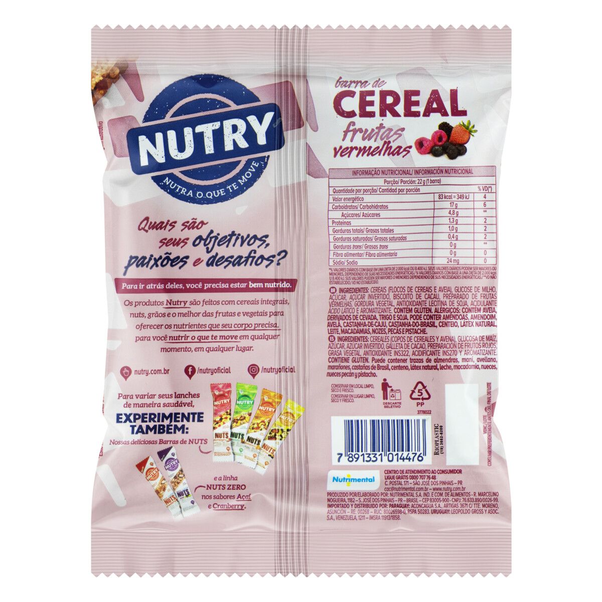 Barra de Cereal Nutry Frutas Vermelhas 66g image number 1