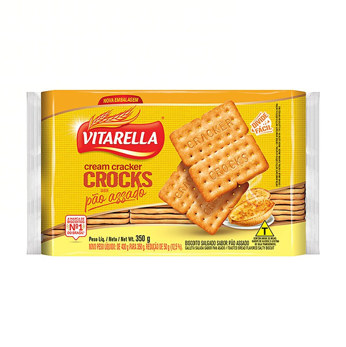 Biscoito Vitarella Cream Cracker Crocks Pão Assado 350g