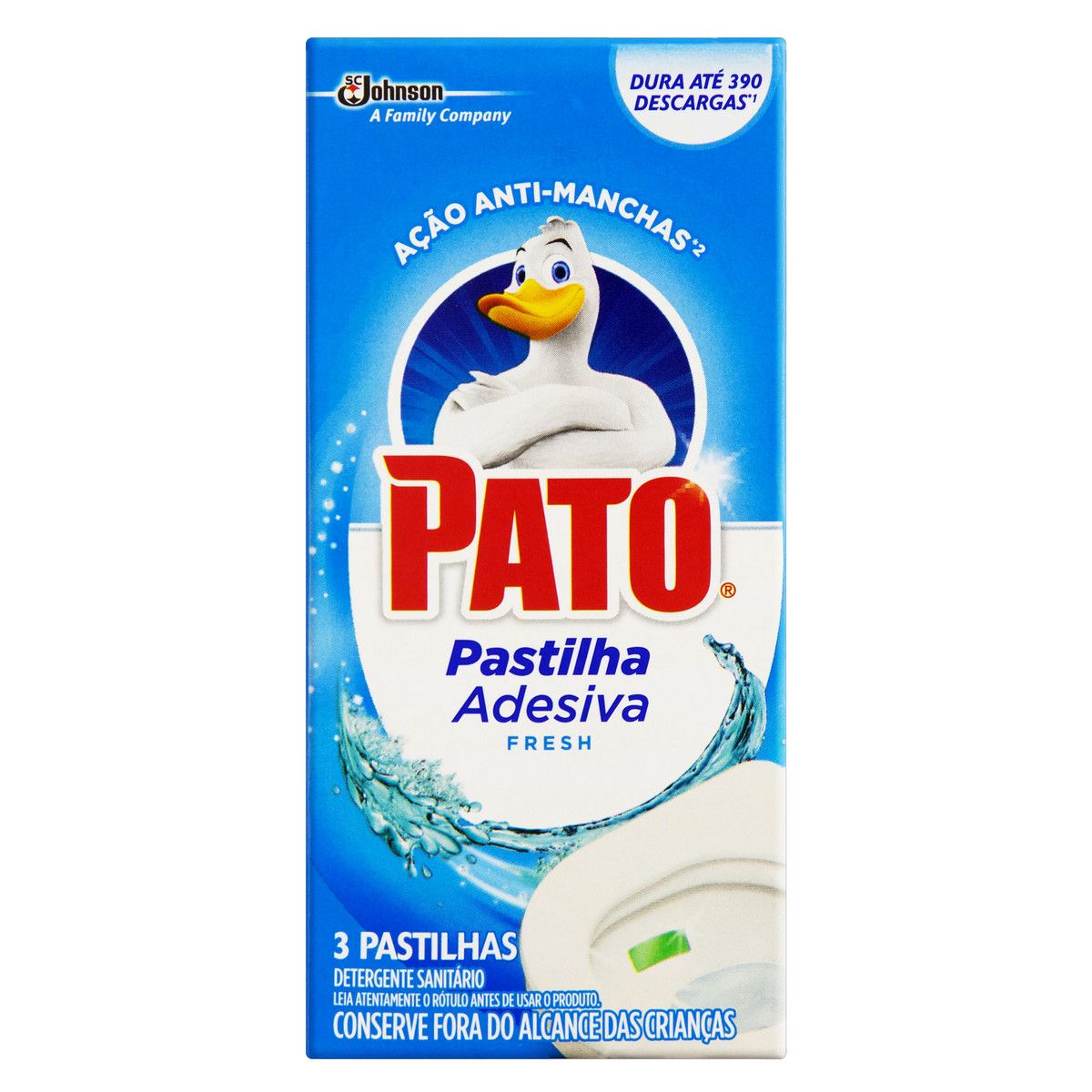 Detergente Sanitário Pato Pastilha Adesiva Fresh 3 Unidades
