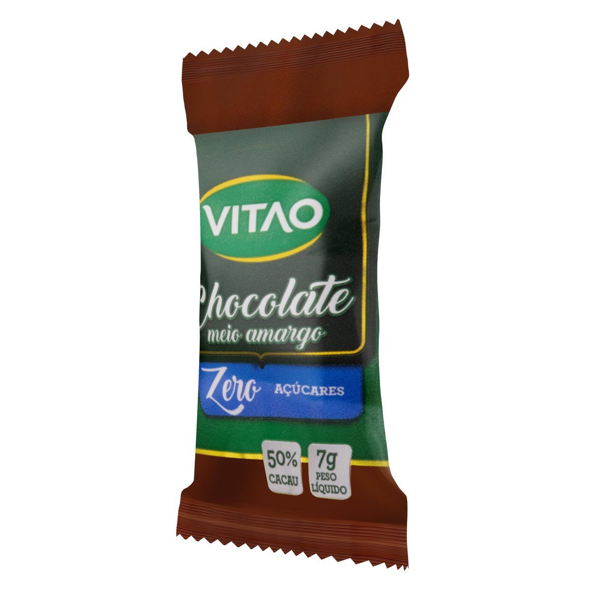Chocolate Meio Amargo 50% Cacau Zero Açúcar Vitao Pacote 7g image number 3