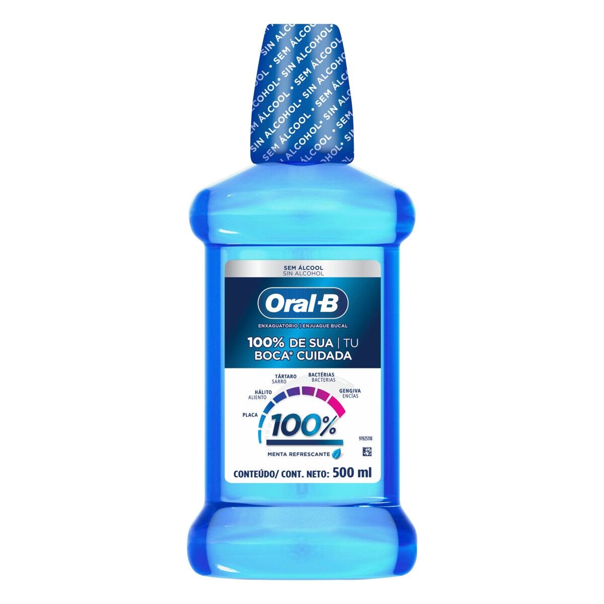 Enxaguante Bucal Zero Álcool Menta Refrescante Oral-B 100% Frasco 500ml