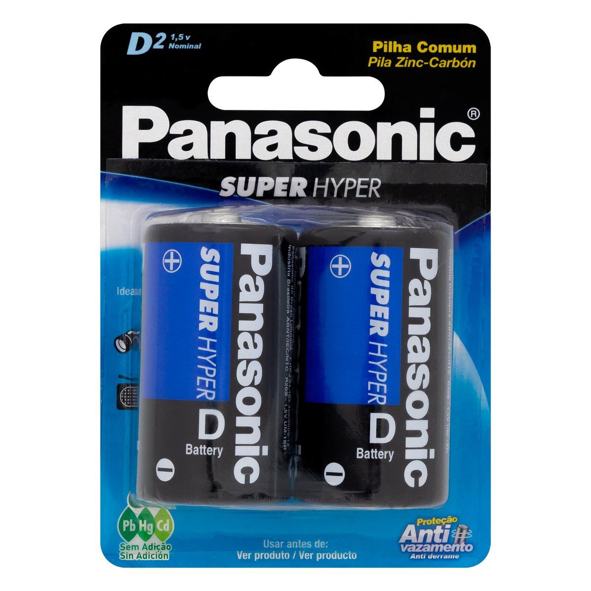 Pilha Comum D Panasonic Super Hyper Grande 2 Unidades