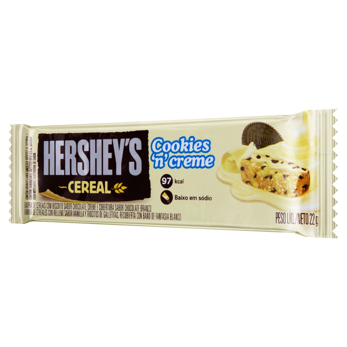 Barra de Cereal Cookies 'n' Creme Cobertura Chocolate Branco Hershey's Pacote 22g image number 3