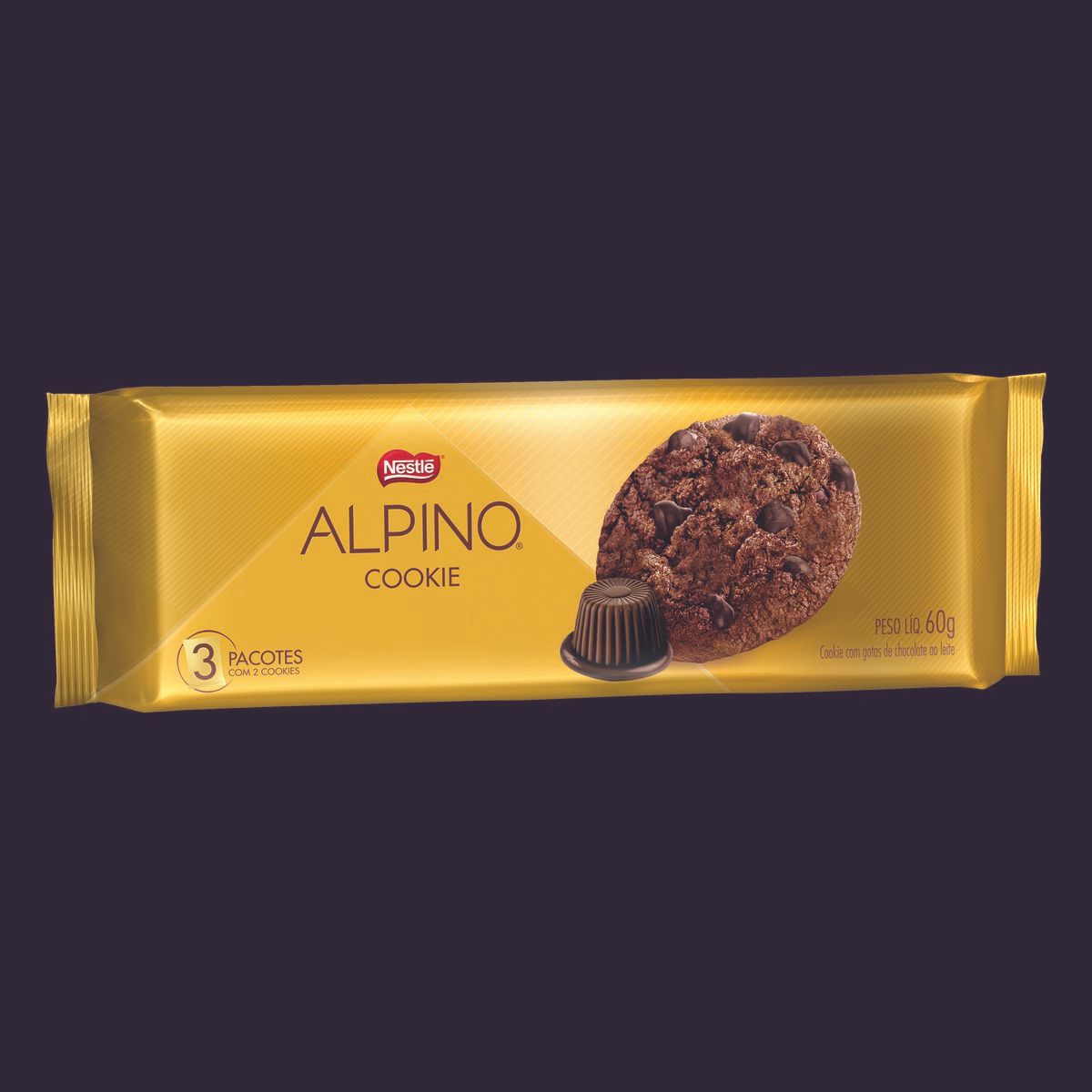 Biscoito Cookie Alpino Nestlé Pacote 60g