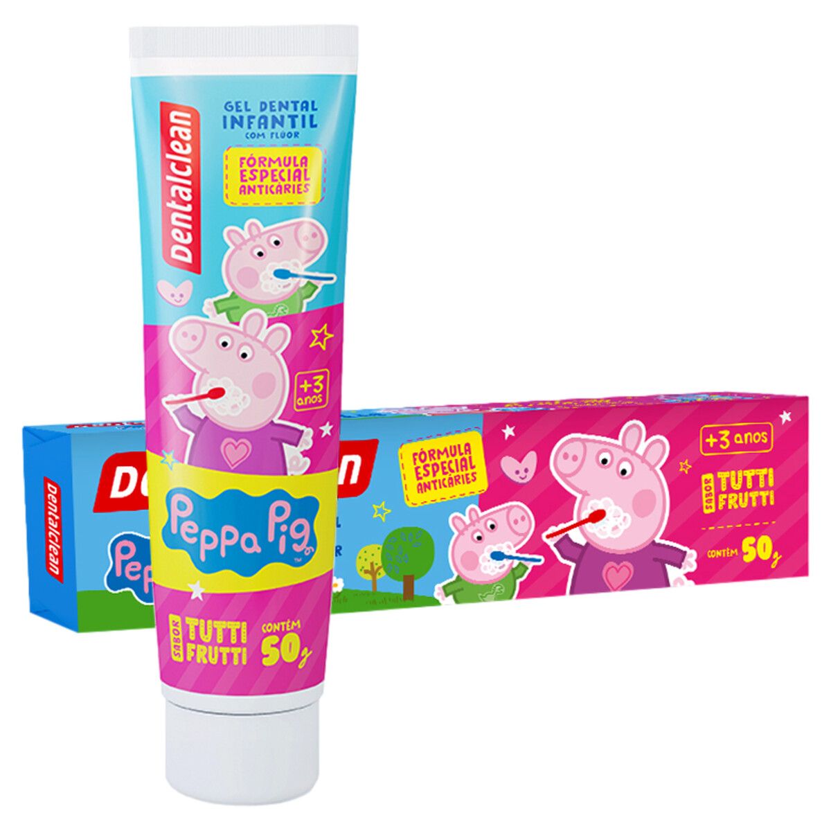 Gel Dental Infantil Dentalclean Peppa Pig com Flúor Tutti-Frutti 50g