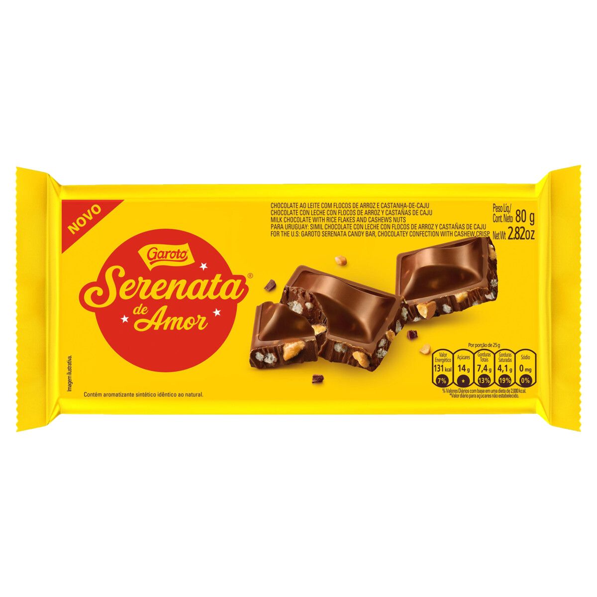 Chocolate Barra Garoto ao Leite Serenata de Amor 80g image number 0