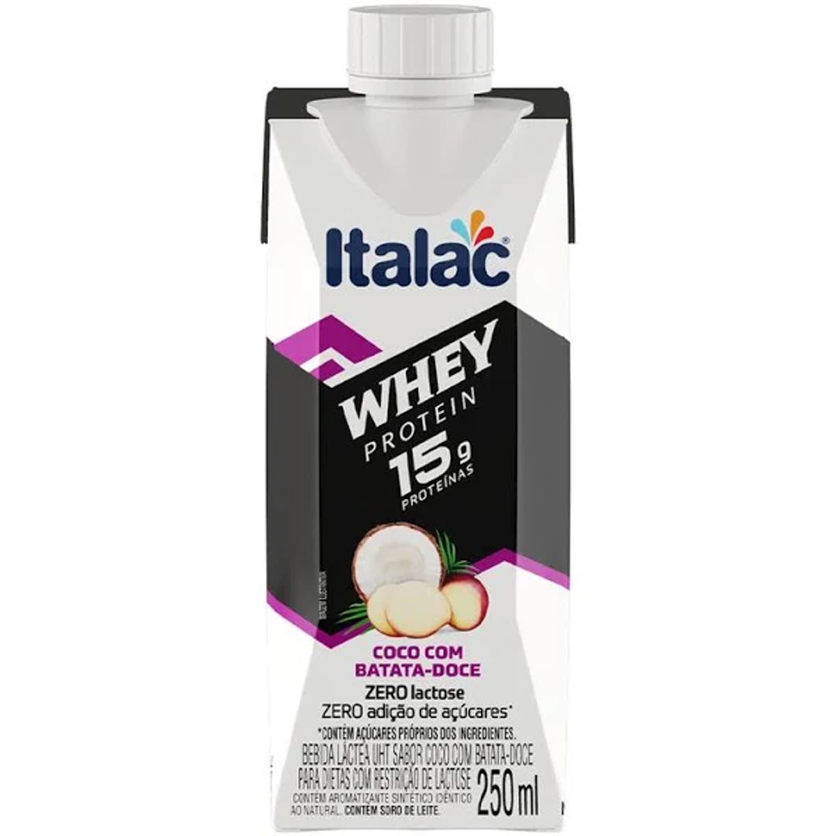 Bebida Láctea Italac Whey Coco com Batata Doce Zero Lactose 250ml
