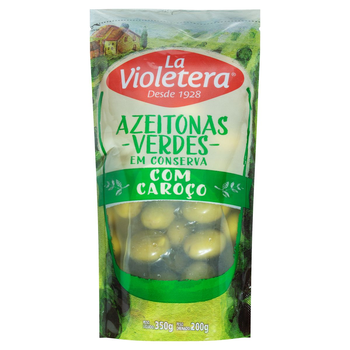 Azeitona Verde La Violetera com Caroço Sachê 200g