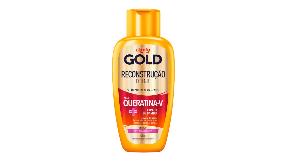 Shampoo Niely Gold Queratina Reparação Frasco 275ml