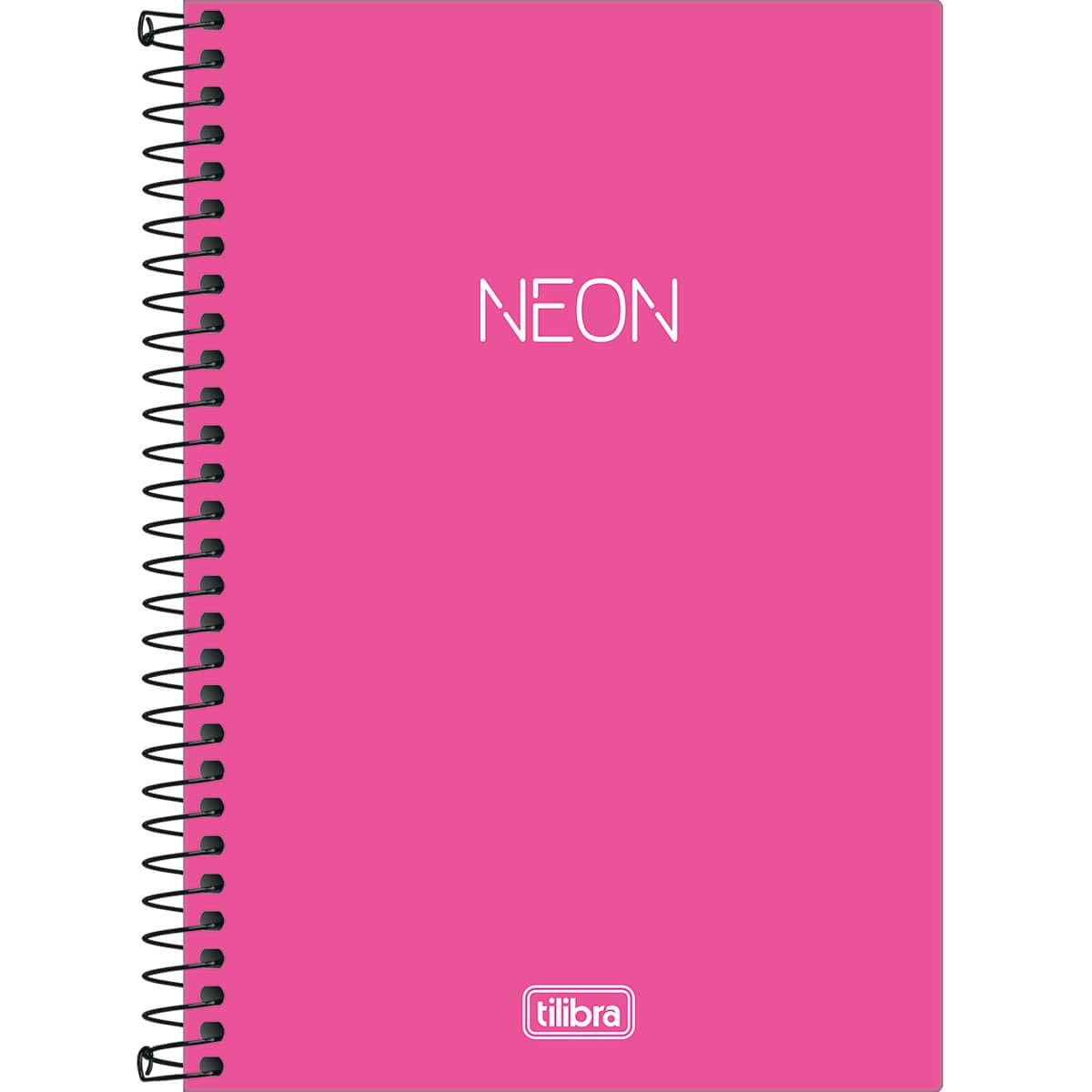 Caderno Espiral Capa Plástica 1/4 Tilibra Neon Pink 80 Folhas