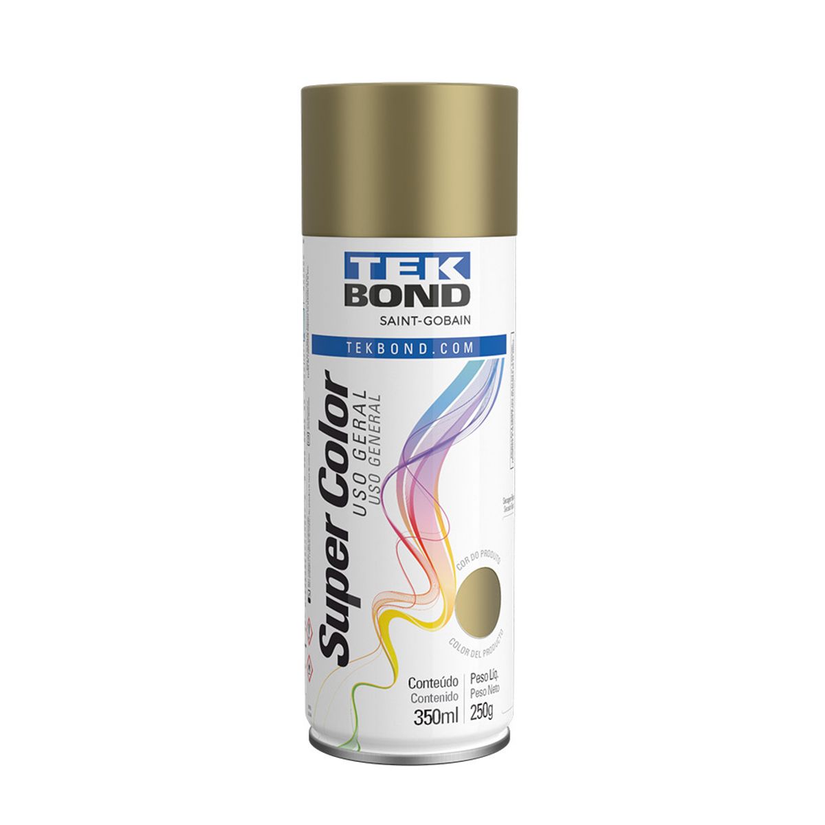 Tinta Spray Tek Bond Super Color Uso Geral Dourado 350ml image number 0