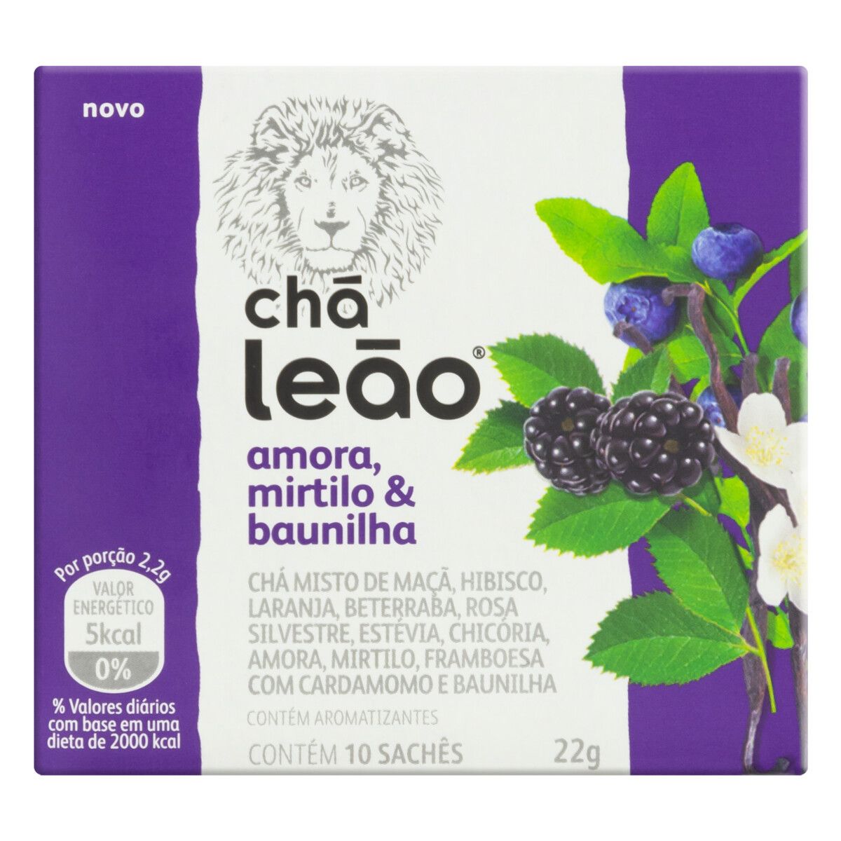 Chá Leão Sabor Amora, Mirtilo & Baunilha 22g