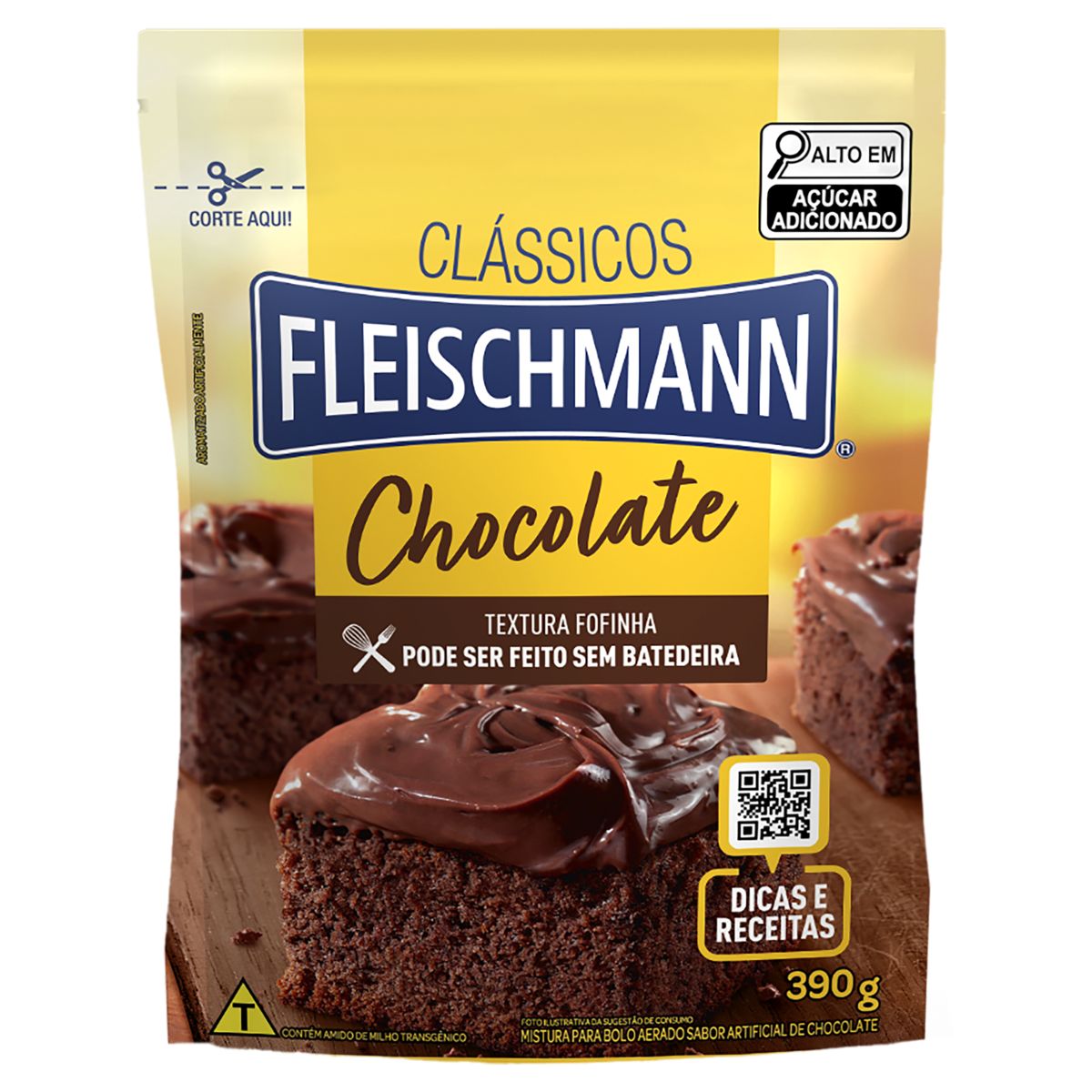Mistura para Bolo Fleischmann Aerado Chocolate Sachê 390g