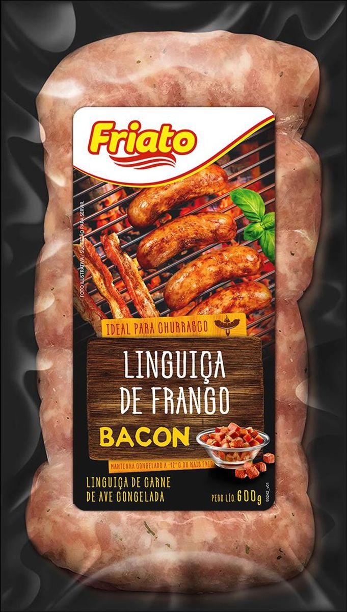 Linguiça de Frango Congelada Bacon Friato para Churrasco 600g image number 0