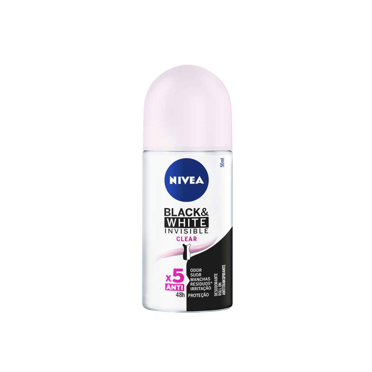 Desodorante Roll-On Nivea Invisible Black & White Clear 50ml image number 0