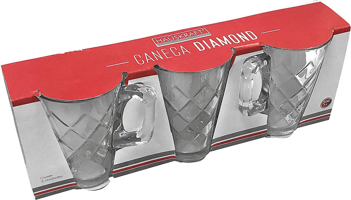 Caneca Diamond Hauskraft 230ml 3 Unidades