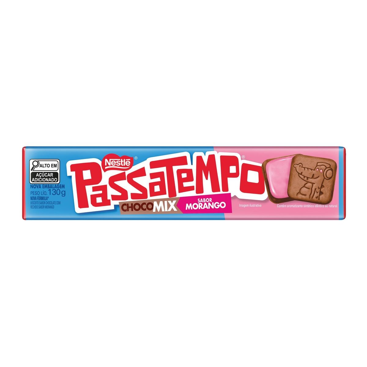 Biscoito Recheado Passatempo Choco Mix Morango 130g