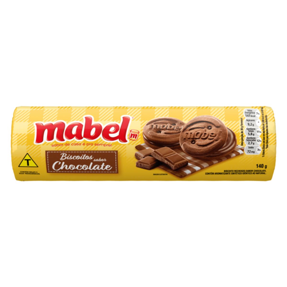 Biscoito Recheio Chocolate Mabel Pacote 140G