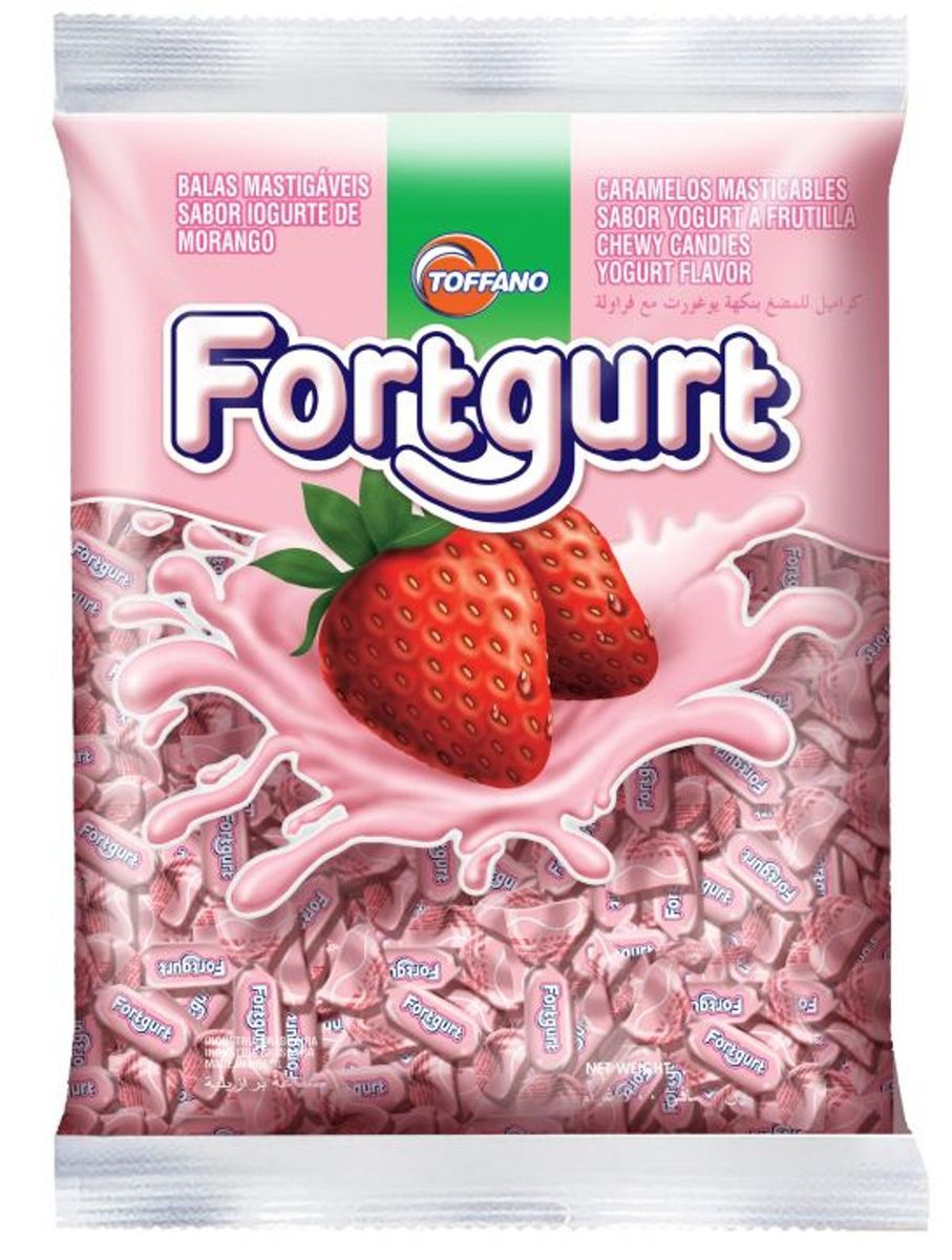 Bala Fortgurt Sabor Iogurte de Morango Pacote 600g