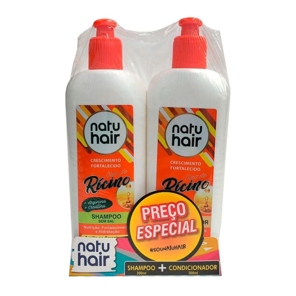 Conjunto Shampoo + Condicionador Natu Hair Óleo de Rícino Promocional