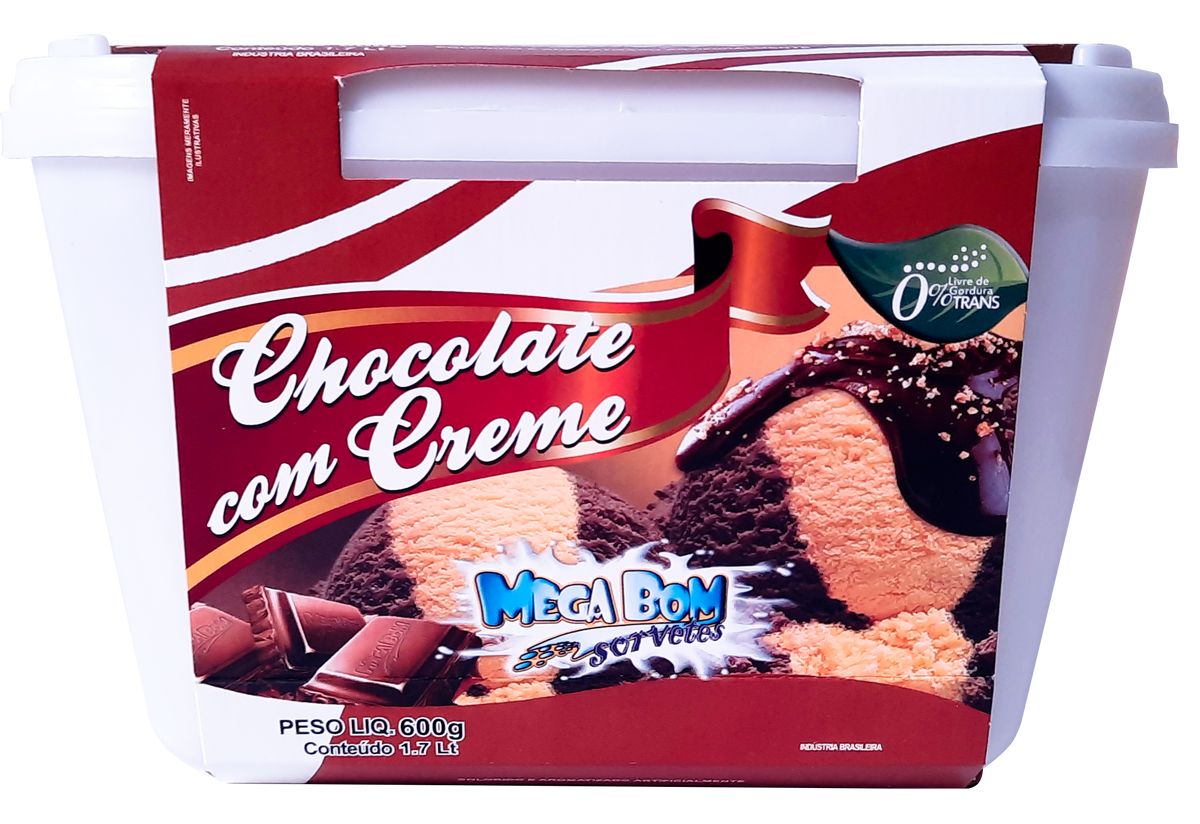 Sorvete Megabom Chocolate e Creme 1,7L
