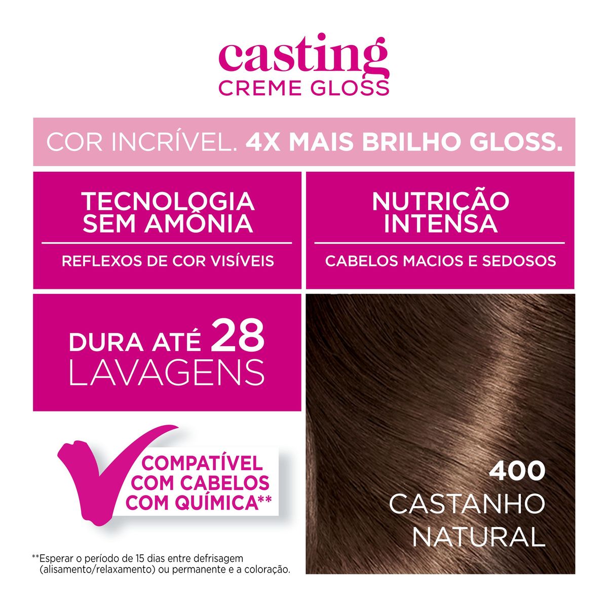 Tintura Semi-Permanente Casting Creme Gloss De L’oréal Paris 400 Castanho Natural image number 4