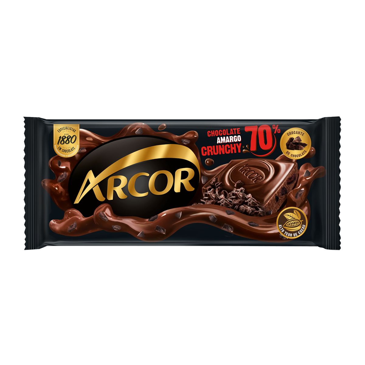 Chocolate Barra Arcor Crunchy Amargo 70% Cacau 80g