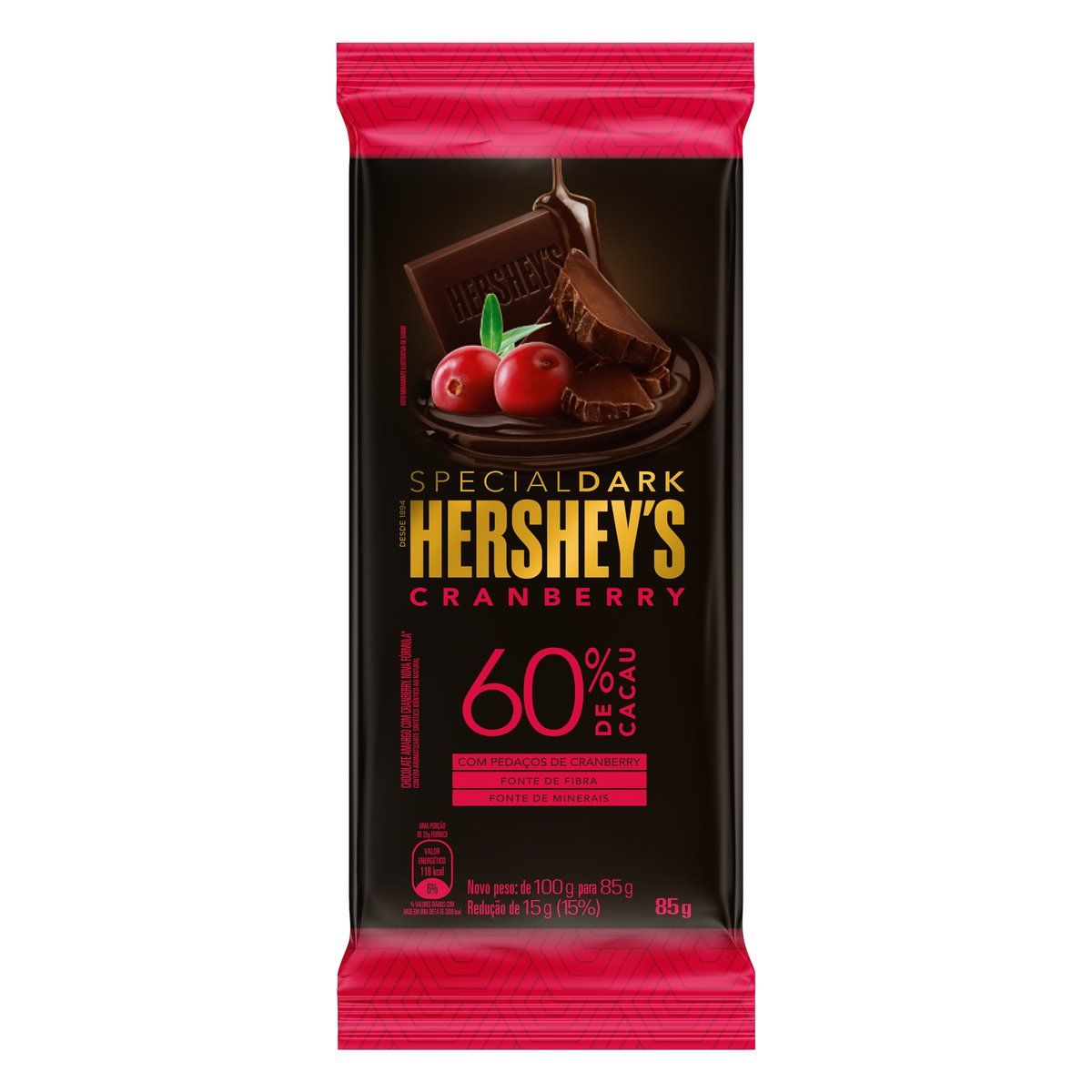 Chocolate Hershey's Cranberry 60% Cacau 85g