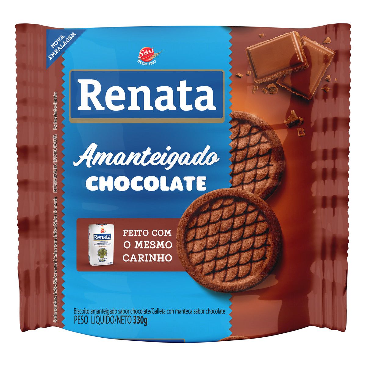 Biscoito Amanteigado Chocolate Renata Pacote 330g