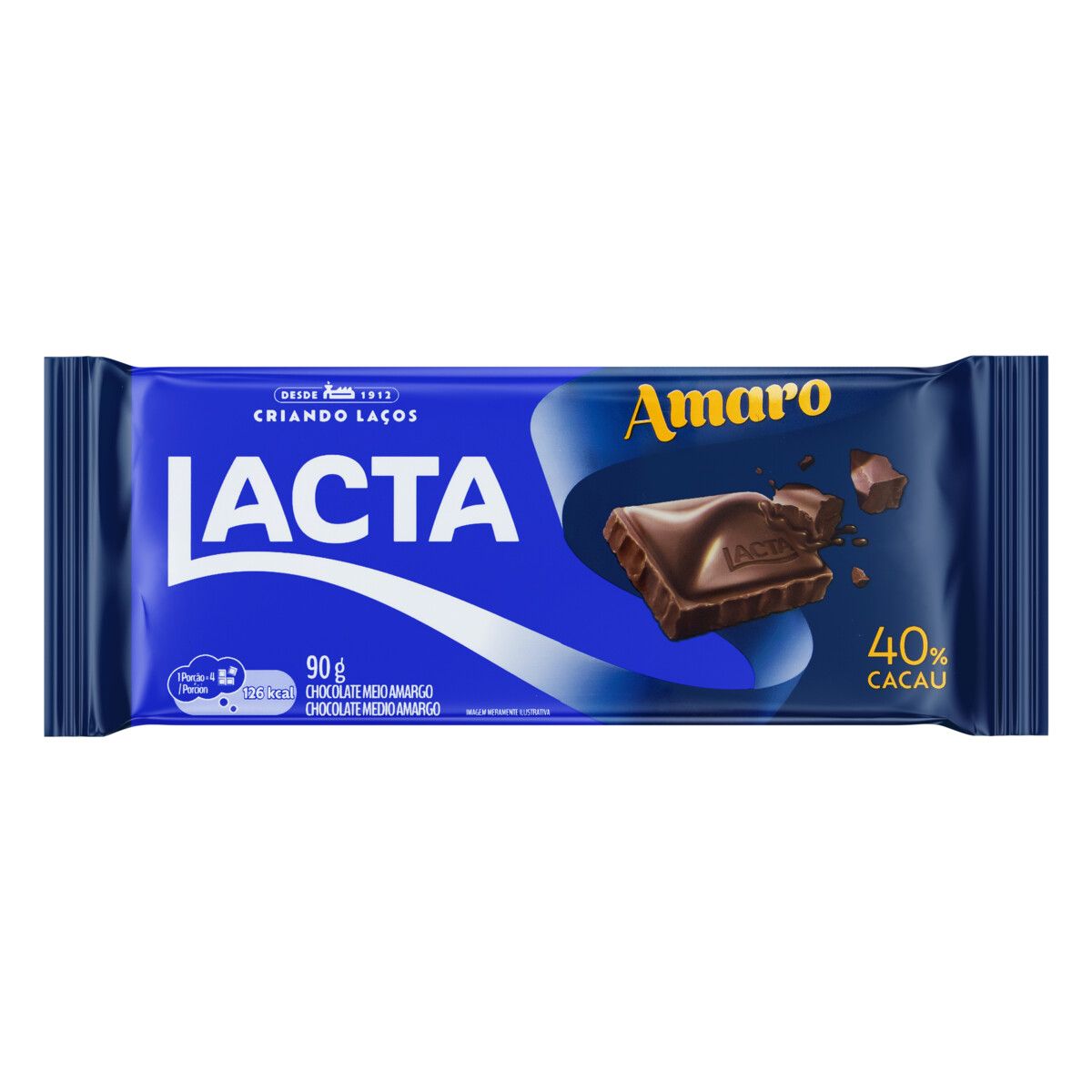 Chocolate Lacta Amaro 40% Cacau 90g image number 0