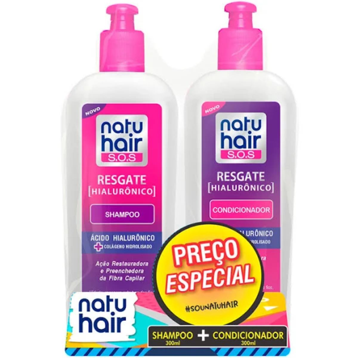 Conjunto Shampoo + Condicionador Natu Hair Resgate Hialurônico Promocional
