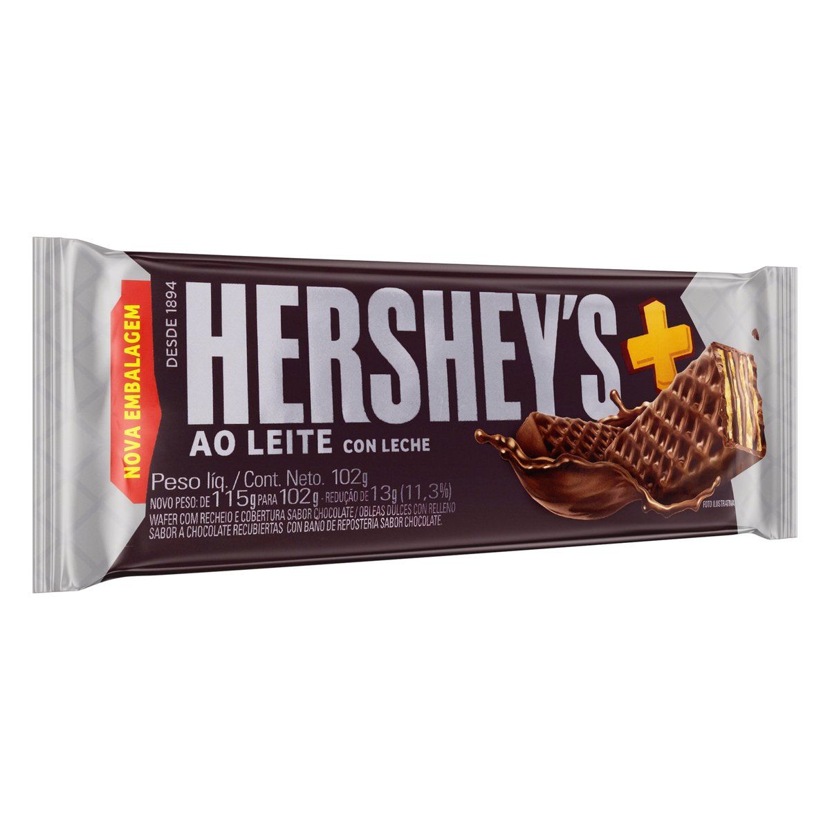 Wafer Hershey's Recheio e Cobertura Chocolate ao Leite 102g image number 4