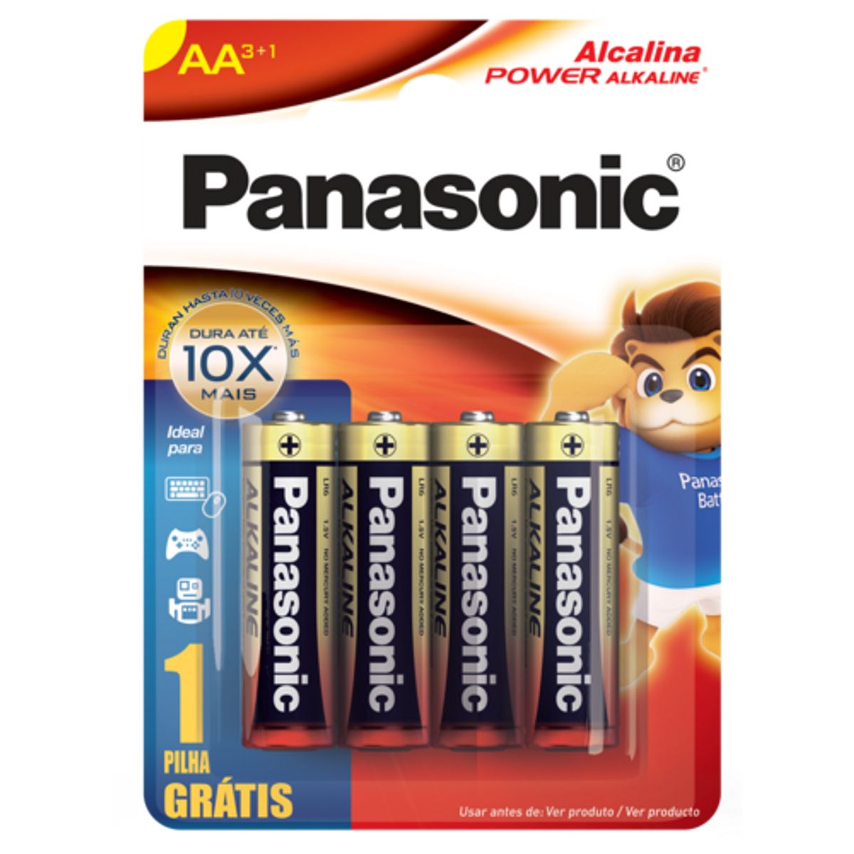 Pilha Panasonic AA Alcalina 3+1 Unidade