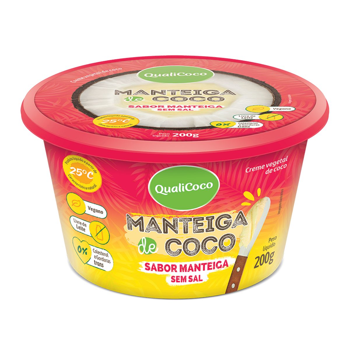 Manteiga de Coco Qualicoco sem Sal 200g image number 0
