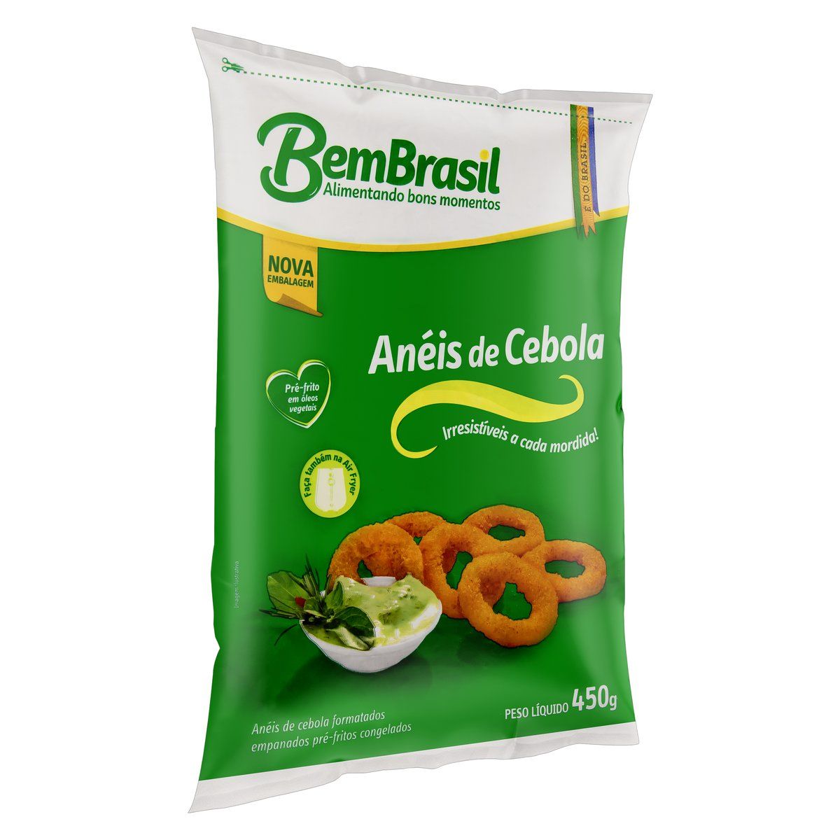 Anéis de Cebola Empanados Pré-Fritos Congelados Bem Brasil Pacote 450g image number 3