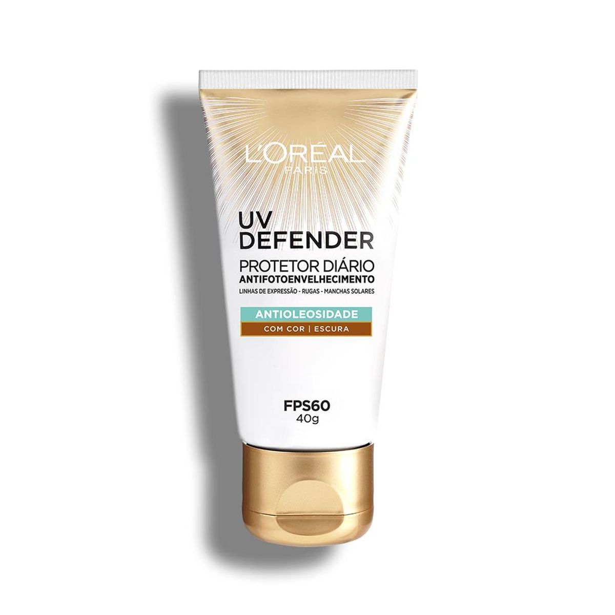 Protetor Solar Facial L'Oréal Paris UV Defender Antioleosidade Cor Escura FPS 60, 40g
