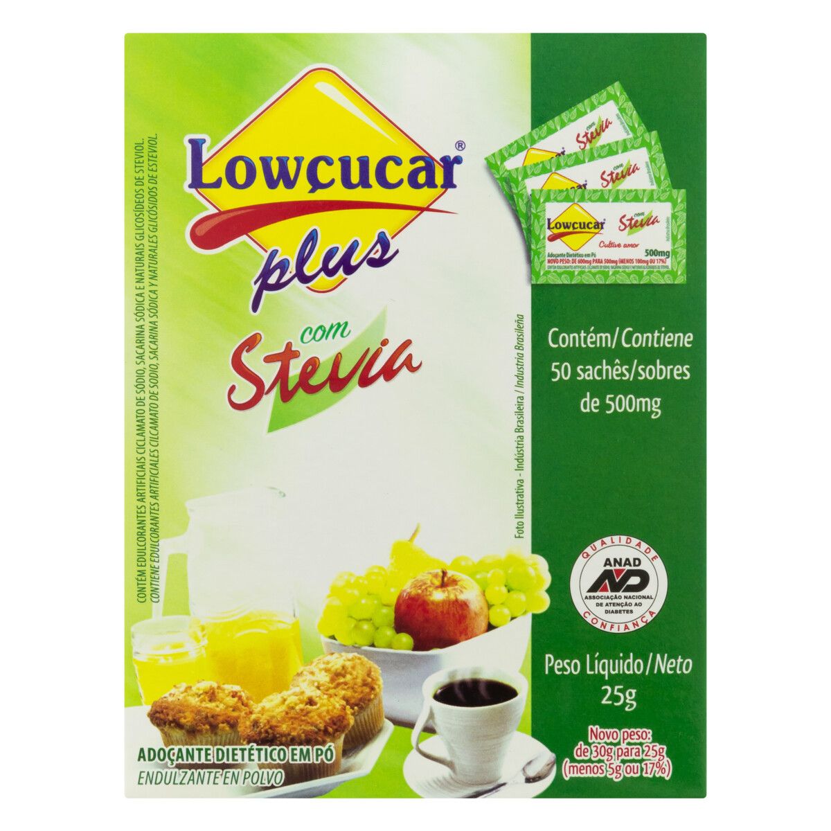 Adoçante em Pó Lowçucar Plus Stevia 25g image number 0