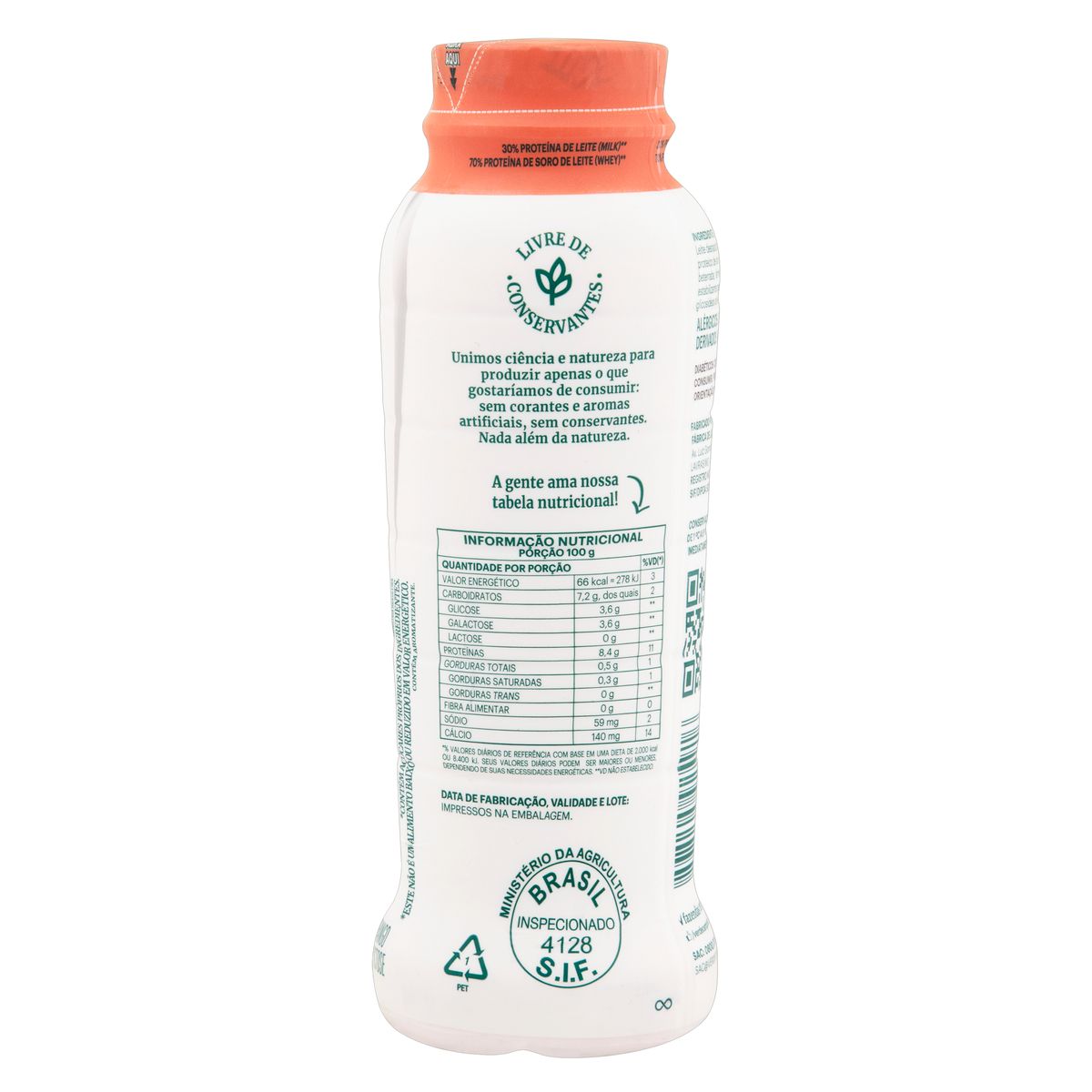 Iogurte Desnatado Morango Zero Lactose Verde Campo Natural Whey 21g de Proteína Frasco 250g image number 1