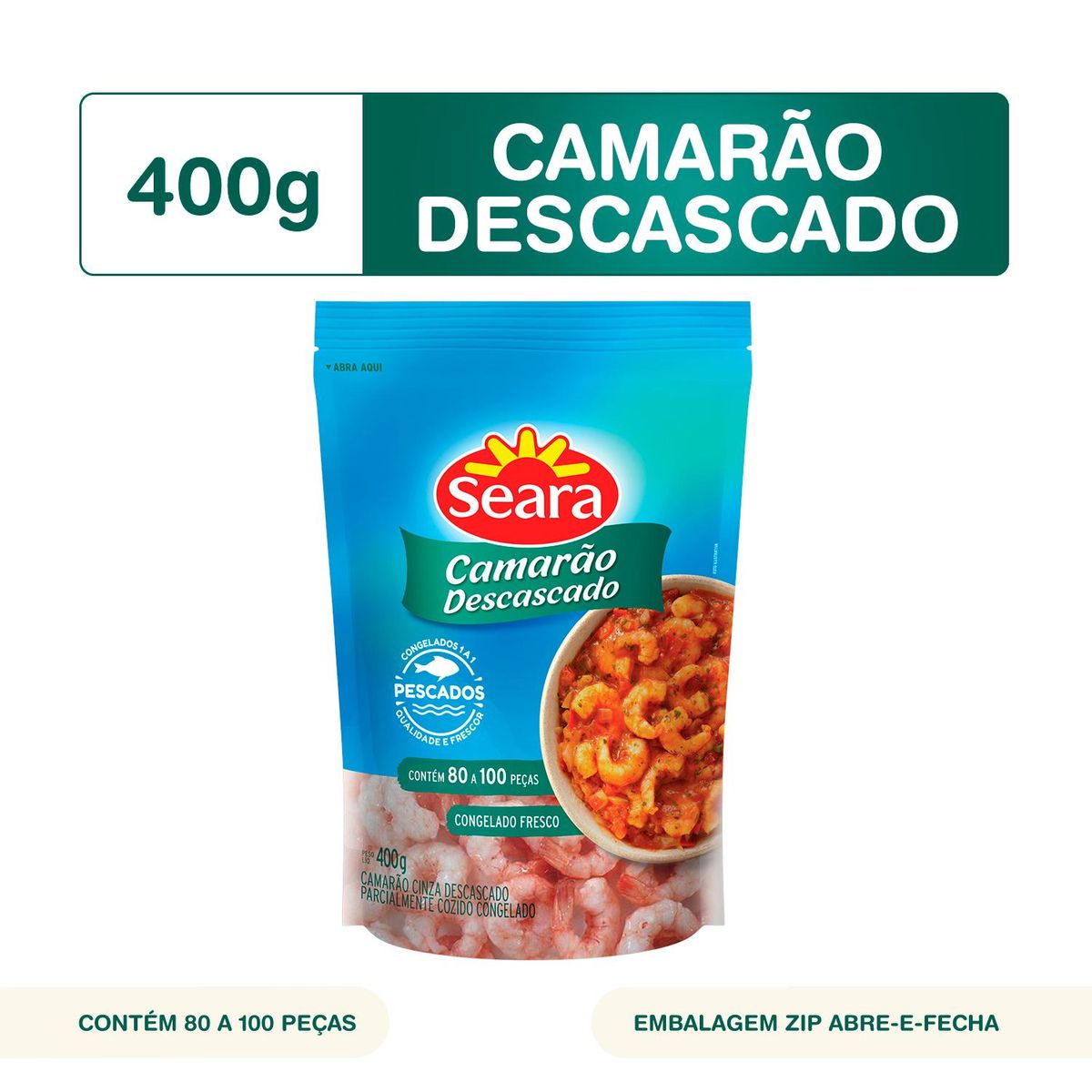 Camarão descascado 80/100 Seara Pescados 400g image number 1