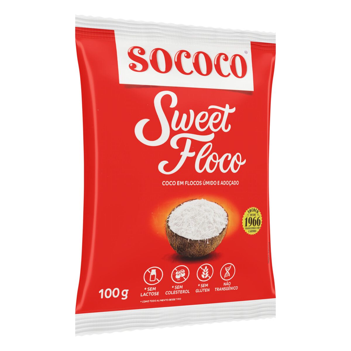 Coco Ralado Sococo Úmido Adoçado em Flocos Sweet 100g image number 3