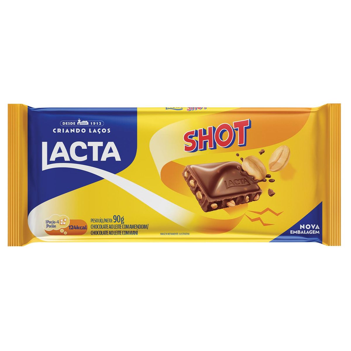Chocolate ao Leite com Amendoim Lacta Shot 90g