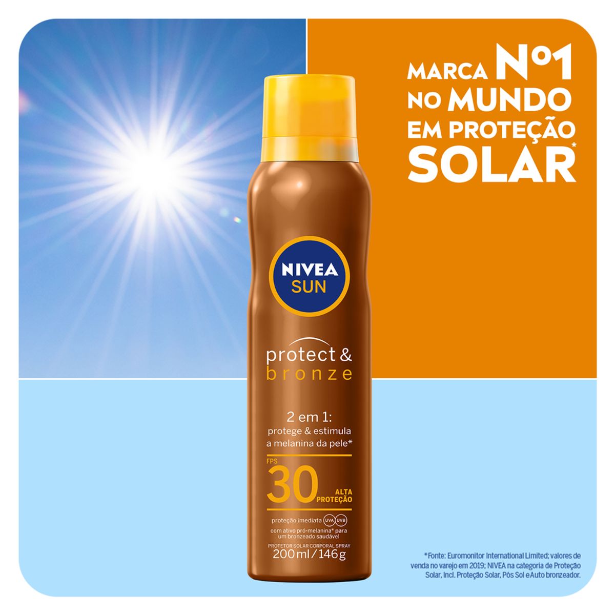 Nivea Sun Protect & Bronze Spray FPS 30 200ml image number 1