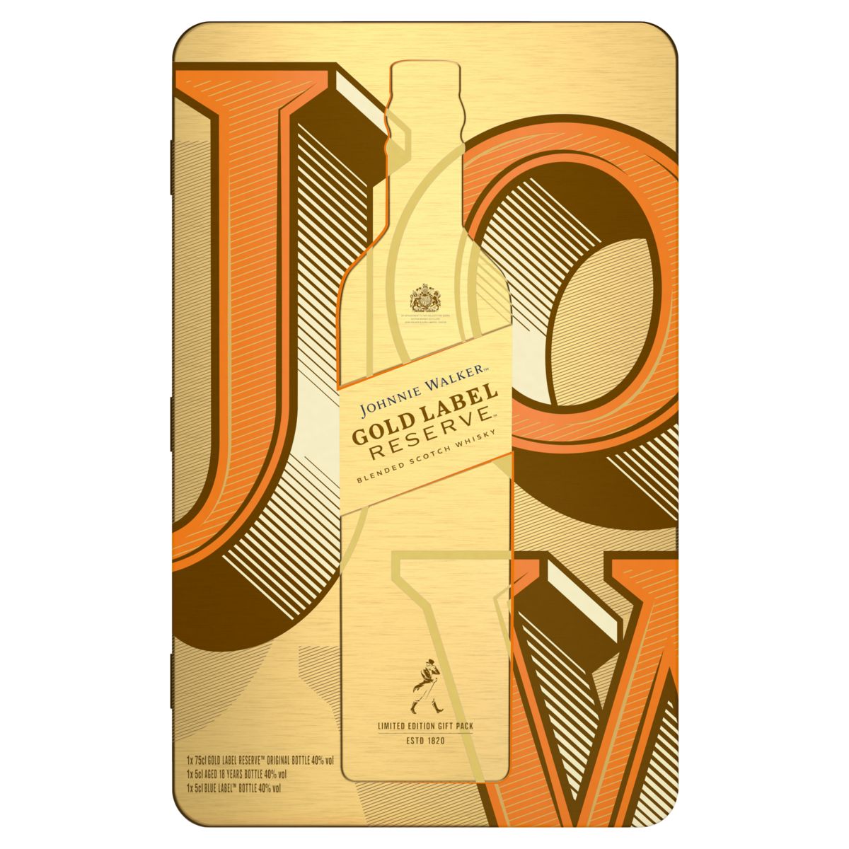 Kit Whisky Johnnie Walker Gold Label Reserve 750ml + Aged 50ml + Blue Label 50ml image number 5