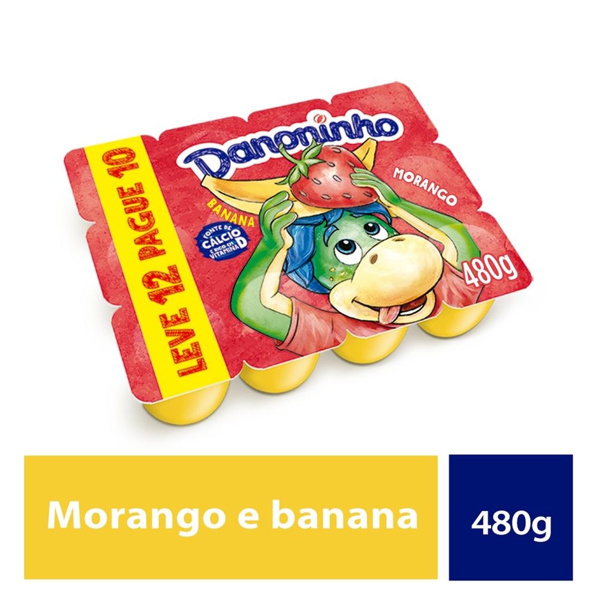 Danoninho Petit Suisse Morango e Banana 480g 12 unidades image number 1